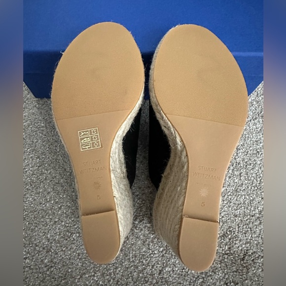 NWT Stuart Weitzman mules, suede leather, jute wedge, size 5 - Picture 2 of 7